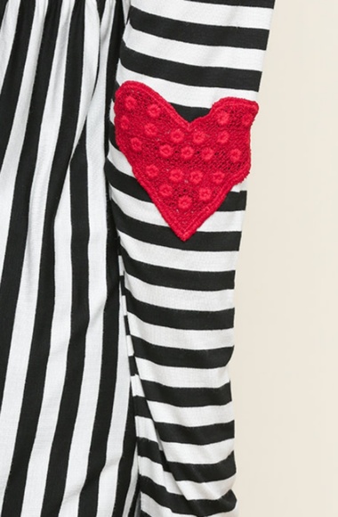 Black&White stripe babydoll  w/ heart elbow patch - Picture 4 of 4